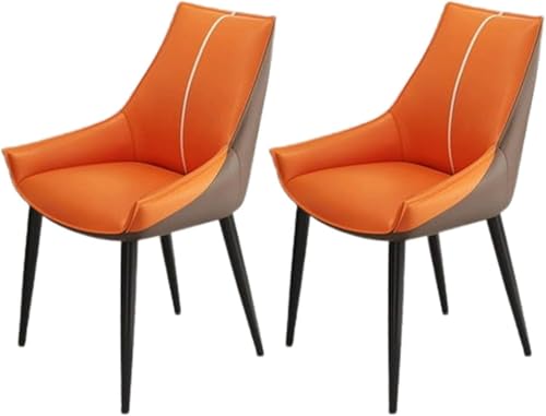 UCKYSU AMENAS Küche und Esszimmer Stühle Küchen Esszimmerstühle 2er Set Mit Gepolsterter Sitzfläche Metallbeinen for Wohnzimmer Esszimmer(Orange+Coffee Color,Black Leg) von UCKYSU