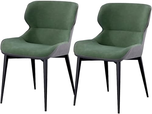 UCKYSU AMENAS Küche und Esszimmer Stühle Küchen Esszimmerstühle 2er Set wasserdichte Leder Seitenstühle Rahmen Kohlenstoffstahl Loungesessel Wohnzimmer(Dark Green) von UCKYSU