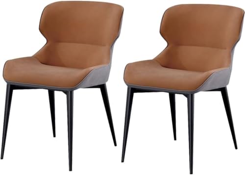 UCKYSU AMENAS Küche und Esszimmer Stühle Küchen Esszimmerstühle 2er Set wasserdichte Leder Seitenstühle Rahmen Kohlenstoffstahl Loungesessel Wohnzimmer(Khaki) von UCKYSU