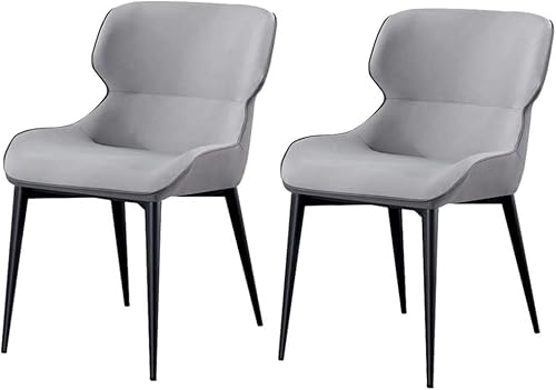 UCKYSU AMENAS Küche und Esszimmer Stühle Küchen Esszimmerstühle 2er Set wasserdichte Leder Seitenstühle Rahmen Kohlenstoffstahl Loungesessel Wohnzimmer(Light Gray) von UCKYSU