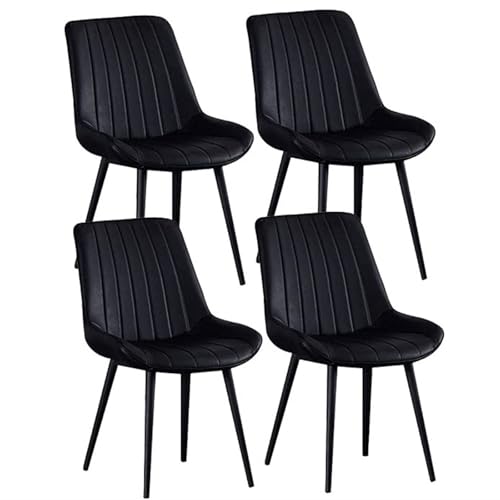 UCKYSU AMENAS Küche und Esszimmer Stühle Küchen Esszimmerstühle 4er Set Wasserfester Beistellstuhl PU Leder Mit Metallbeinen Moderne Beistellstühle Mitte Jahrhunderts(Negro,Black feet) von UCKYSU