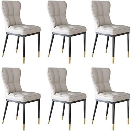 UCKYSU AMENAS Küche und Esszimmer Stühle Küchen Esszimmerstühle 6er Set Moderne Wohnzimmerstühle PU Leder Mit Hoher Rückenlehne Gepolsterter Weicher Sitzfläche(White) von UCKYSU