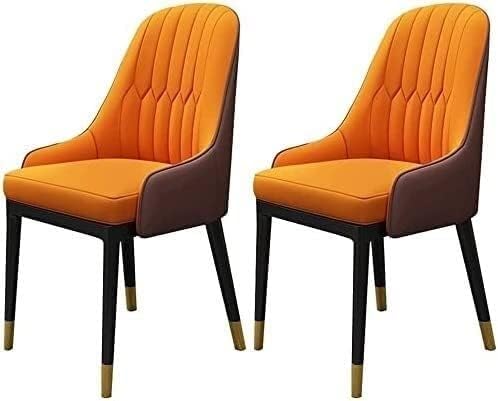 UCKYSU AMENAS Küche und Esszimmer Stühle Küchen Esszimmerstuhl Set 2er Set Moderne Wohnzimmerstühle PU Leder Hoher Rückenlehne Weicher Sitzfläche Metallbeinen(D) von UCKYSU