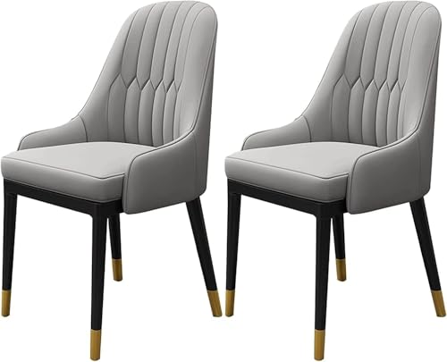 UCKYSU AMENAS Küche und Esszimmer Stühle Küchen Esszimmerstuhl Set 2er Set Moderne Wohnzimmerstühle PU Leder Hoher Rückenlehne Weicher Sitzfläche Metallbeinen(E) von UCKYSU