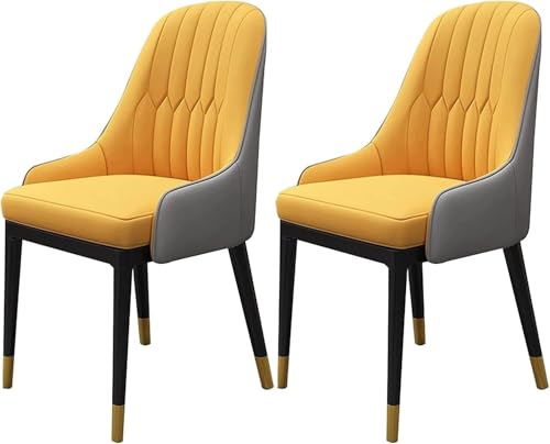 UCKYSU AMENAS Küche und Esszimmer Stühle Küchen Esszimmerstuhl Set 2er Set Moderne Wohnzimmerstühle PU Leder Hoher Rückenlehne Weicher Sitzfläche Metallbeinen(F) von UCKYSU