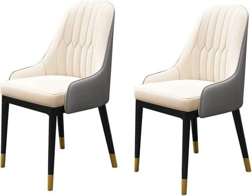 UCKYSU AMENAS Küche und Esszimmer Stühle Küchen Esszimmerstuhl Set 2er Set Moderne Wohnzimmerstühle PU Leder Hoher Rückenlehne Weicher Sitzfläche Metallbeinen(G) von UCKYSU