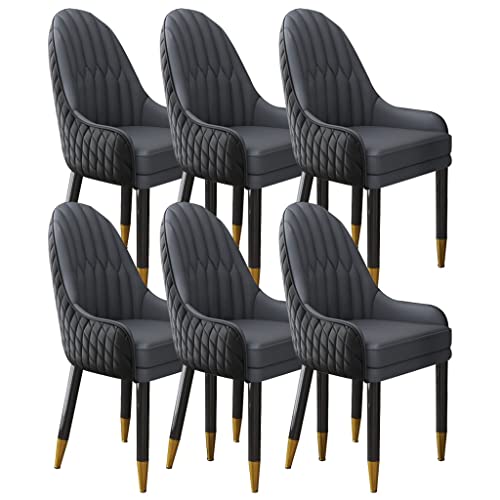 UCKYSU AMENAS Küche und Esszimmer Stühle Küchen Esszimmerstuhl Set Mit 6 Stühlen Mikrofaser Leder Schlafzimmer Balkon Sofastuhl Hohe Rückenlehne Beine Aus Massivholz(Black+Cement Gray) von UCKYSU