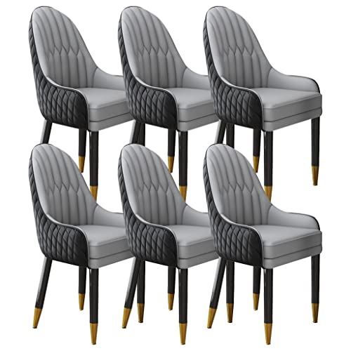 UCKYSU AMENAS Küche und Esszimmer Stühle Küchen Esszimmerstuhl Set Mit 6 Stühlen Mikrofaser Leder Schlafzimmer Balkon Sofastuhl Hohe Rückenlehne Beine Aus Massivholz(Black+Light Gray) von UCKYSU