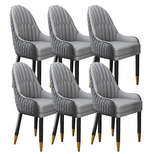 UCKYSU AMENAS Küche und Esszimmer Stühle Küchen Esszimmerstuhl Set Mit 6 Stühlen Mikrofaser Leder Schlafzimmer Balkon Sofastuhl Hohe Rückenlehne Beine Aus Massivholz(Cement Gray+Light Gray) von UCKYSU