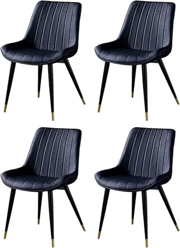 UCKYSU AMENAS Küche und Esszimmer Stühle Küchenstühle Kunstleder 4er Set Mit Rückenlehne Und Metallbeinen Retro Stuhl for Wohnzimmer Schlafzimmer Balkon(Negro) von UCKYSU