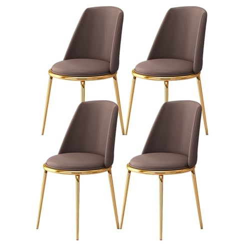 UCKYSU AMENAS Küche und Esszimmer Stühle Moderne Esszimmerstühle 4er Set Mit Sitzkissen Weichem Faserleder Und Galvanisierten Goldenen Beinen Wohnzimmer-Lounge(Brown Red) von UCKYSU