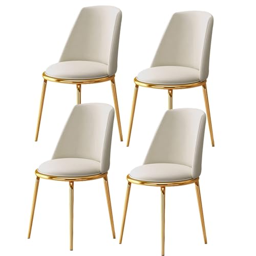 UCKYSU AMENAS Küche und Esszimmer Stühle Moderne Esszimmerstühle 4er Set Mit Sitzkissen Weichem Faserleder Und Galvanisierten Goldenen Beinen Wohnzimmer-Lounge(Off White) von UCKYSU