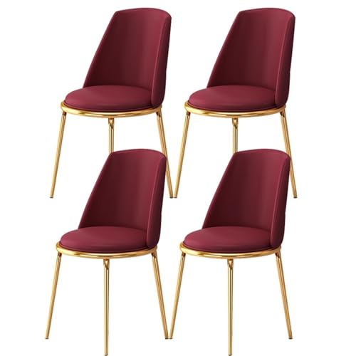 UCKYSU AMENAS Küche und Esszimmer Stühle Moderne Esszimmerstühle 4er Set Mit Sitzkissen Weichem Faserleder Und Galvanisierten Goldenen Beinen Wohnzimmer-Lounge(Rose Red) von UCKYSU
