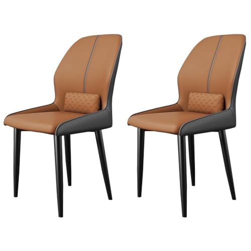 UCKYSU AMENAS Küche und Esszimmer Stühle Moderne Esszimmerstühle Mit Hoher Rückenlehne 2er Set Ledersessel Akzentstuhl Aus Metallrahmen for Küche Und Wohnzimmer(Orange+Gray) von UCKYSU