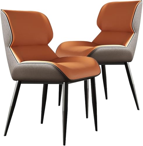 UCKYSU AMENAS Küche und Esszimmer Stühle Moderne Esszimmerstühle PU Leder 2er Set Metallbeinen Bequeme Akzentstühle for Küche, Esszimmer Und Schlafzimmer(Orange) von UCKYSU