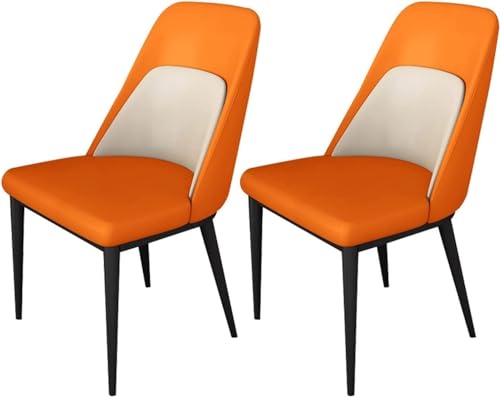 UCKYSU AMENAS Küche und Esszimmer Stühle Moderne Küchen Esszimmerstühle 2er Set Mit Rückenlehne Künstlichem Mikrofaserleder Wohnzimmer Seitenstühle(Orange) von UCKYSU