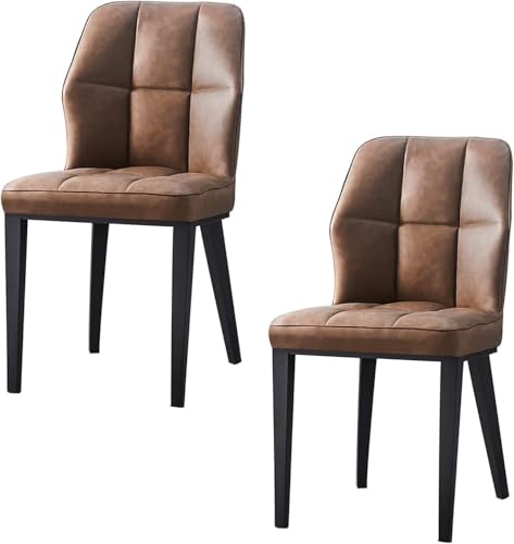 UCKYSU AMENAS Küche und Esszimmer Stühle Modernes 2 Teiliges Esszimmerstuhl Set Küchenstuhl PU Lederpolsterung Wohnzimmer Beistellstuhl Beinen Karbonstahl(Brown) von UCKYSU
