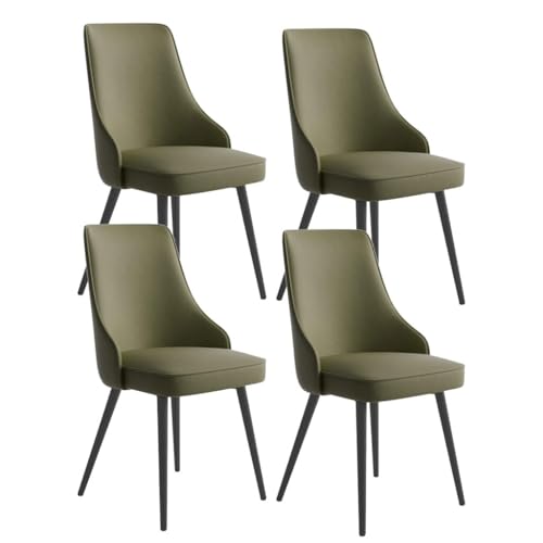 UCKYSU AMENAS Küche und Esszimmer Stühle Wasserdichtes Pu Leder Küchen Esszimmerstuhl Set Mit 4 Stück Schwarze Beine Wohnzimmer Lounge Thekenstühle(Army Green) von UCKYSU