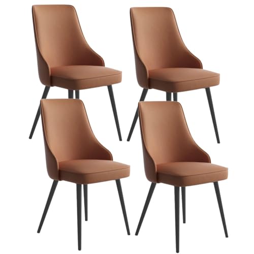UCKYSU AMENAS Küche und Esszimmer Stühle Wasserdichtes Pu Leder Küchen Esszimmerstuhl Set Mit 4 Stück Schwarze Beine Wohnzimmer Lounge Thekenstühle(KCoffee Color) von UCKYSU