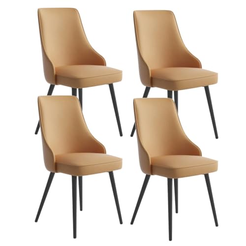 UCKYSU AMENAS Küche und Esszimmer Stühle Wasserdichtes Pu Leder Küchen Esszimmerstuhl Set Mit 4 Stück Schwarze Beine Wohnzimmer Lounge Thekenstühle(Light Coffee Color) von UCKYSU