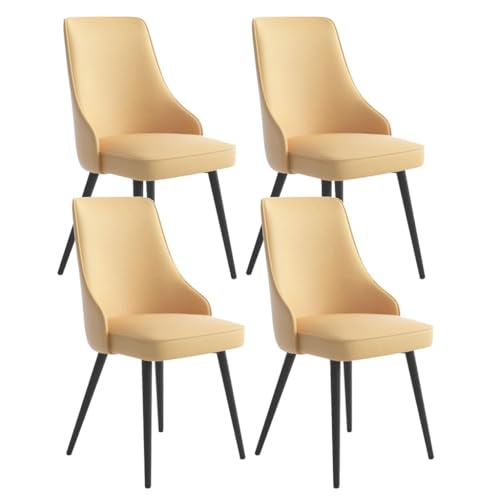 UCKYSU AMENAS Küche und Esszimmer Stühle Wasserdichtes Pu Leder Küchen Esszimmerstuhl Set Mit 4 Stück Schwarze Beine Wohnzimmer Lounge Thekenstühle(Light Yellow) von UCKYSU
