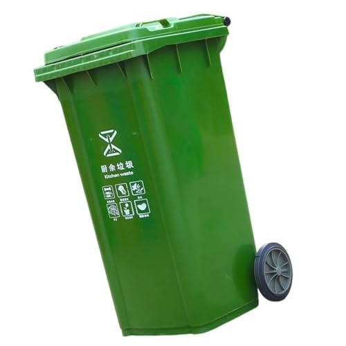 UCKYSU Mülltonne mit Rollen für den Außenbereich, Deckel mit Griffen, perfekt für Terrassen, Küchen, Unterhaltung im Freien (Grün, 120 l) von UCKYSU