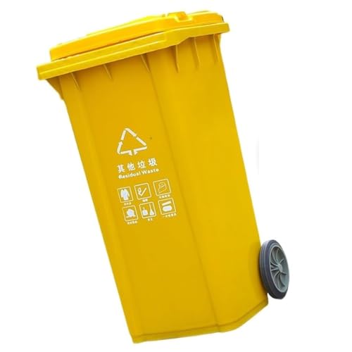UCKYSU Mülltonne mit Rollen für den Außenbereich, mit Deckel, perfekte Griffe, Terrasse, Küche, Unterhaltung im Freien, Gelb, 100 l UCKYSU Mülltonne mit Rollen für den Außenbereich, mit Deckel, perfekte Griffe, Terrasse, Küche, Unterhaltung im Freien, Gelb, 100 l von UCKYSU