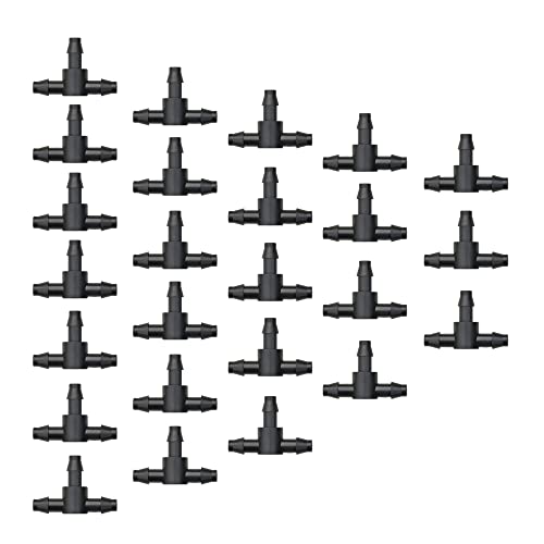 UCLEVER 100 Stück Bewässerung 4/7mm T-Stück Barb Schlauchverbinder PVC Berieselungs, Bewässerungsschlauch Zerstäubungsdüse Tropfen Mikro Spray Bewässerungs Gelenk von UCLEVER