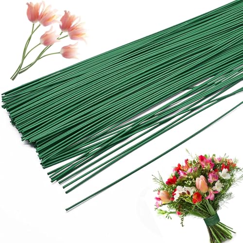 UCLEVER 30 Stück Floristendraht, Floristik Draht 1.2mm Grüner Basteldraht, Blumendraht Grün 36 cm Lang, Für die Herstellung von Blumenhandwerk, künstlichen Blumen, Blumenbouquets (100, 1.2mm) von UCLEVER