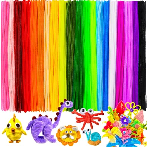 UCLEVER 300 Skt Pfeifenputzer Bunt zum Basteln 20 Farben Pfeifenreiniger Biegeplüsch Basteldraht 30cm Chenilledraht Pfeiffendraht für Kreative DIY-Projekte und Basteldeko (20 Farben) von UCLEVER