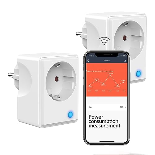 Wlan Steckdosen mit Strommessung, Smart Home Wlan Zeitschaltuhr und Stromzähler Steckdose Funktionieren mit Alexa und Google Home, Smart Life APP, 16A/3680W, Weiß,2 Pack von UCOMEN