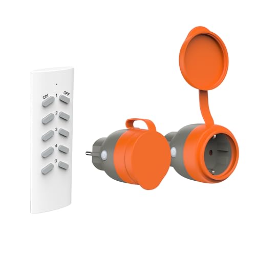 UCOMEN Funksteckdosen mit Fernbedienung Outdoor, TÜV-zertifiziert, funkstecker außen, Programmierbar Funkschalter Set für Hinterhof oder Garten,16A/3680W, 2 Pack UCOMEN Funksteckdosen mit Fernbedienung Outdoor, TÜV-zertifiziert, funkstecker außen, Programmierbar Funkschalter Set für Hinterhof oder Garten,16A/3680W, 2 Pack von UCOMEN