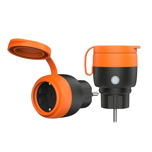 UCOMEN Outdoor Wlan Steckdosen,Stromzähler für Balkonkraftwerk,Wasserdicht Wlan Steckdose Alexa mit Strommessung, Smart Life APP, 2.4GHz,16A/3680W,2er Pack von UCOMEN
