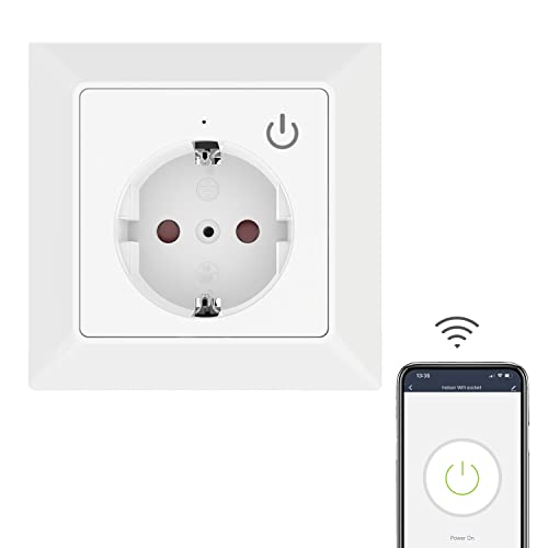 UCOMEN WLAN Smart Schuko Steckdose Unterputz, WiFi Schutzkontakt Wandsteckdose Kompatibel mit Tuya, Alexa Echo und Google Home, APP Fernbedienung Sprachsteuerung Timerfunktion - 1er-Pack von UCOMEN