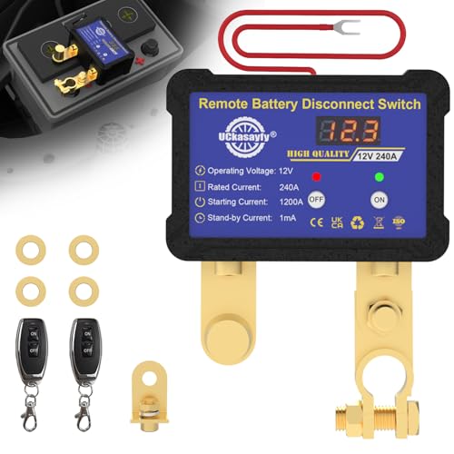 Ferngesteuerter Batterietrennschalter 12V 240A mit Led-Spannungsanzeige Anti-Diebstahl-Kill-Schalter für Auto, Wohnmobil, ATV, LKW, Marine Ferngesteuerter Batterietrennschalter 12V 240A mit Led-Spannungsanzeige Anti-Diebstahl-Kill-Schalter für Auto, Wohnmobil, ATV, LKW, Marine von UCkasayfy