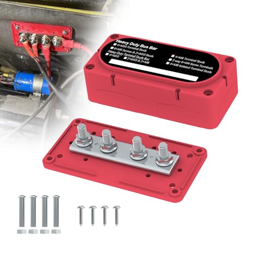 Schwerlastbereich Bus Bar 300A 12V Stromverteilungsblock mit 5/16" (M8) 4-Posts Klemmenblock mit Abdeckung für Automotive, Marine, Batteriesystem (Rot) von UCkasayfy