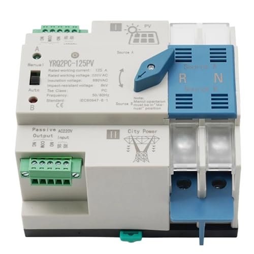 1pcs Transfer Switch Control Switches 2P125A Changeover Switch Dual Power PC Insulation Type Solar/PV Transfer Switch(2P 125A 220V) von UDAMX