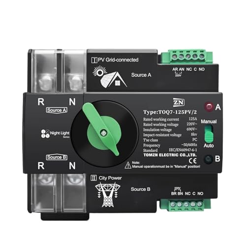 20V 230V Rail ATS Dual Power Automatic Transfer Electrical Selector Switch Uninterrupted 2P 63A 100A 125A TOQ7(63A) von UDAMX
