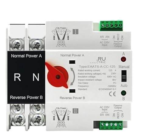 2P 4P ATS Dual Power Automatic Transfer Switch Selector Switches Uninterruptible Power Generator 125A AC 220V 110V(4P AC 110V,City Grid-PV Energy) von UDAMX