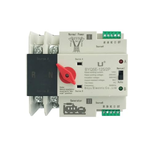 2p 125A ATS Dual Power Transfer Switch single Phase Rail Electrical Selector Switch 230V 110V Uninterrupted(100A 110V PV type) von UDAMX