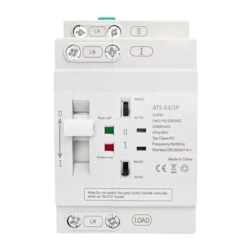 ATS 110V 220V PC Dual Power Transfer Switch 25A 40A 63A Household Power Transfer Switch 50/60Hz(4P 60A,220V) von UDAMX
