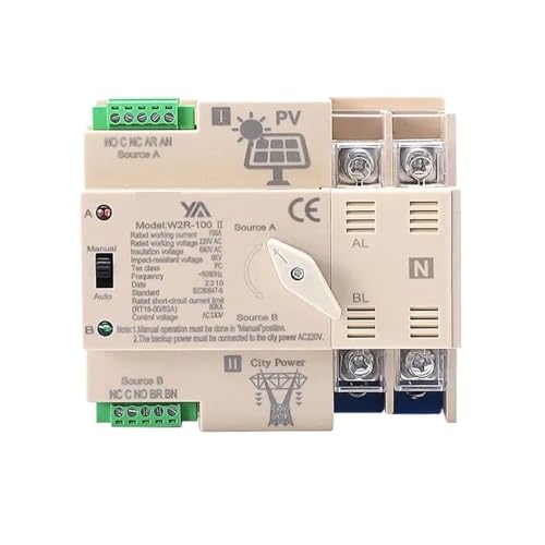 ATS Dual Power Automatic Transfer Selector Switches Inverter Uninterrupted Power 2P 3P 4P 220V Rail(2P,63A) von UDAMX