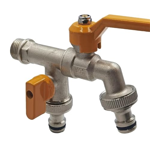 Gartenschlauch-Wasserhahnadapter 1/2 Zoll Wassertankanschluss 2-Wege 1-Wege-Bewässerung Messinghahnverbindung Ersatzmontage Kugelhahn(C-1pcs) von UDAMX