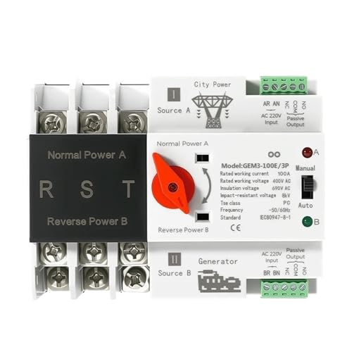 Rail 2P 3P 4P ATS Dual Power Transfer Switch Electrical Selector Switches Uninterrupted Power 63A 100A(2P,230V 125A) von UDAMX