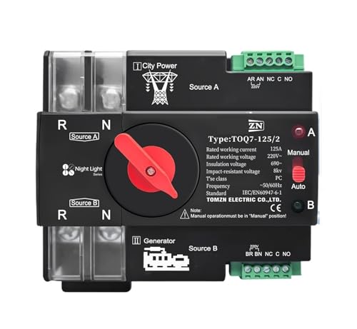 Rail 3 phase 2P3P4P 63A 100A 125A 230V Dual Power Automatic Transfer Electrical Selector Switch Uninterrupted ATS(4P L N 220V-230V,125A) von UDAMX