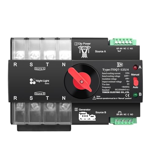 Rail 3 phase ATS 4P 63A 100A 125A 220V 230V Dual Power Transfer Electrical Selector Switch Uninterrupted(125A) von UDAMX