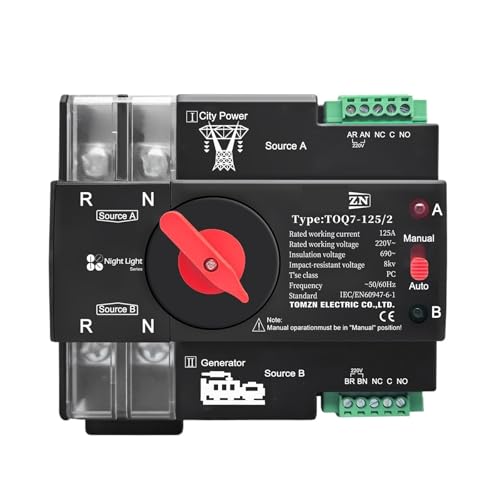 Rail ATS 220V 230V Dual Power Automatic Transfer Electrical Selector Switch Uninterrupted 2P 63A 100A 125A(100A) von UDAMX