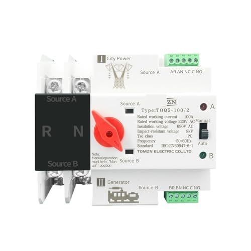 Rail ATS L N 220V 110V Dual Power Automatic Transfer Electrical Selector Switches Uninterrupted 2P 63A 100A 125A(230V,100A) von UDAMX