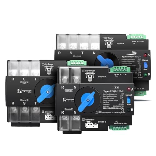 Schiene 3 phase 2P3P4P 63A 100A 125A 110V Dual Power Automatische Transfer Elektrische Wahlschalter Unterbrechungsfreie TOQ7(3P L N 110V-120V,125A) von UDAMX
