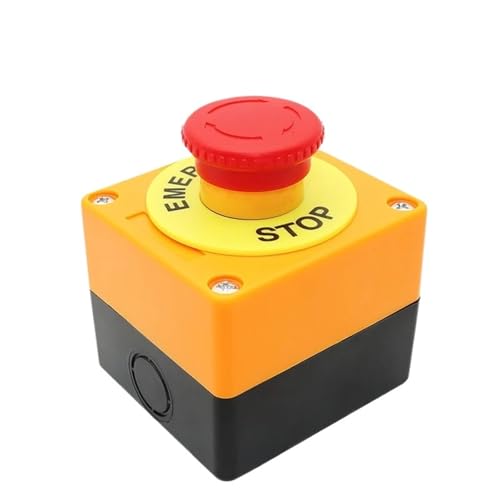 Selbstsichernder Druckschalter mit Gehäuse, Pilzkopf, rotes Schild, NO + NC, AC660V, 10A, Not-Aus(Switch with box) von UDAMX